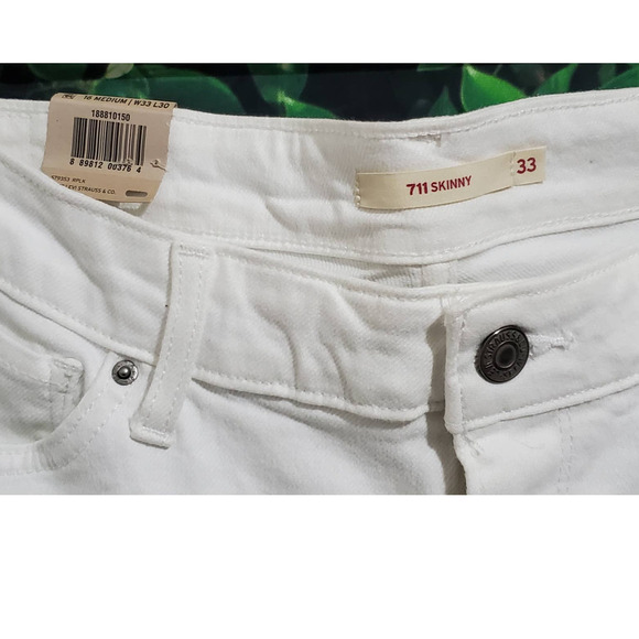 Levi's 711 Mid Rise Skinny White Jeans-Size 16 L33xW30 - Picture 8 of 9